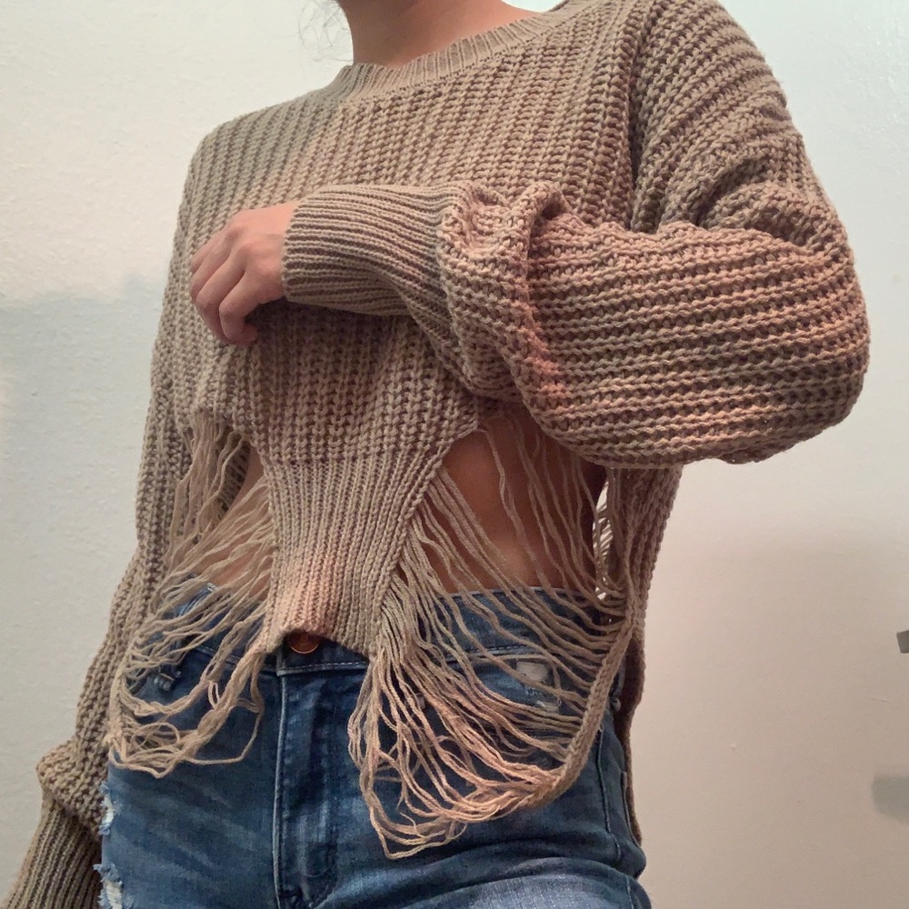 Distressed brown sweater